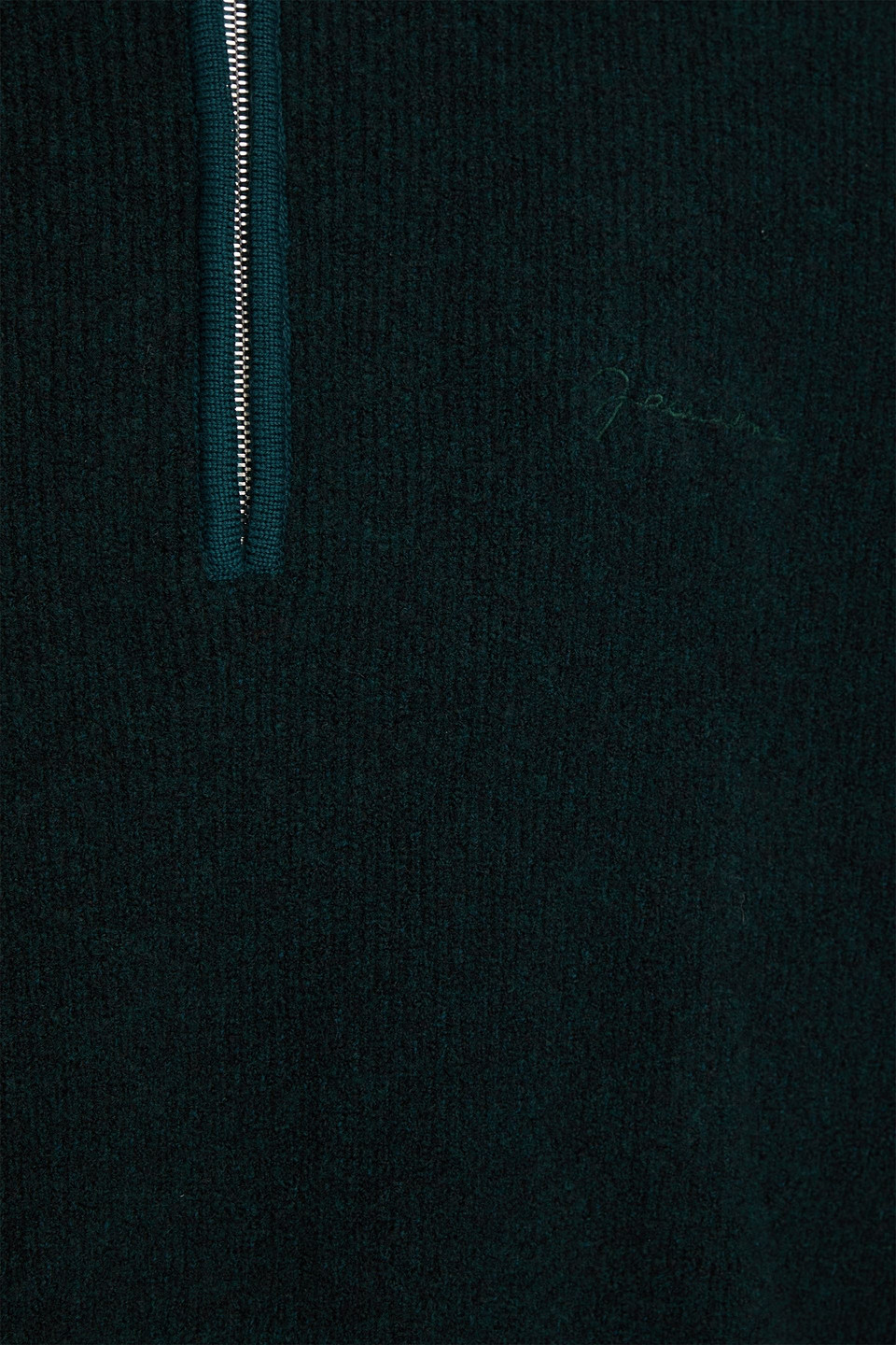 Shop Jacquemus Berger Ribbed Merino Wool-blend Half-zip Sweater In Dark Green