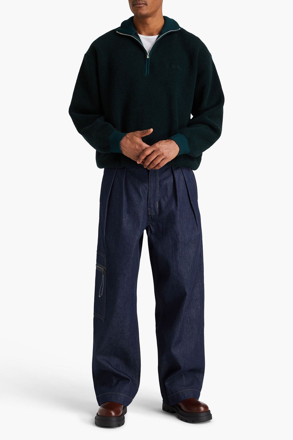 JACQUEMUS Berger ribbed merino wool-blend half-zip sweater