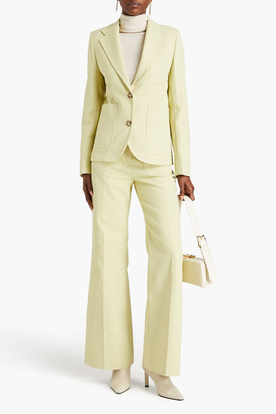 Shop Victoria Beckham Twill Blazer In Pastel Yellow