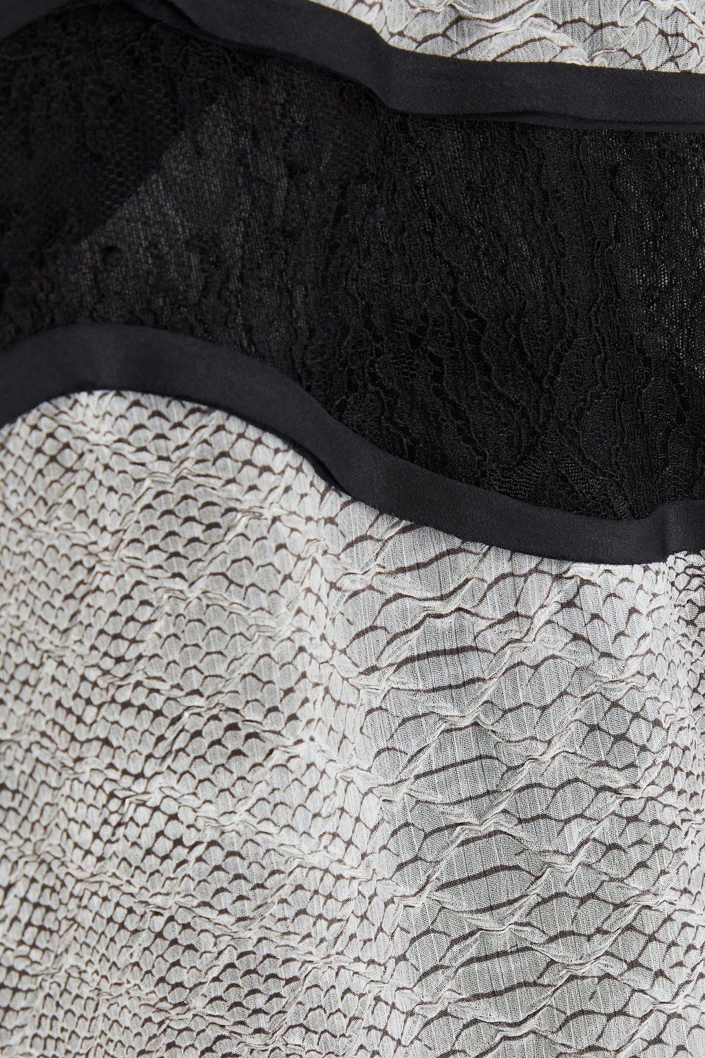 VICTORIA BECKHAM Lace-trimmed snake-print satin mini dress
