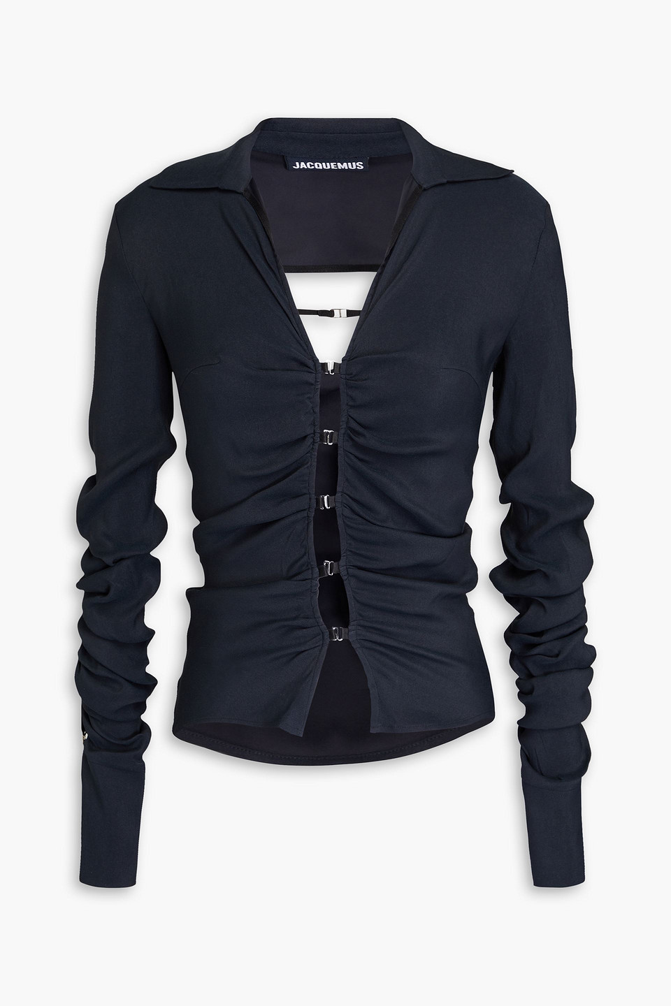 Jacquemus La Chemise Soffio Cutout Top In Navy