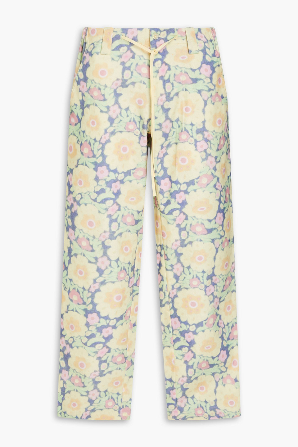 Jacquemus Taiolo Floral-print Cotton Pants In Pastel Yellow