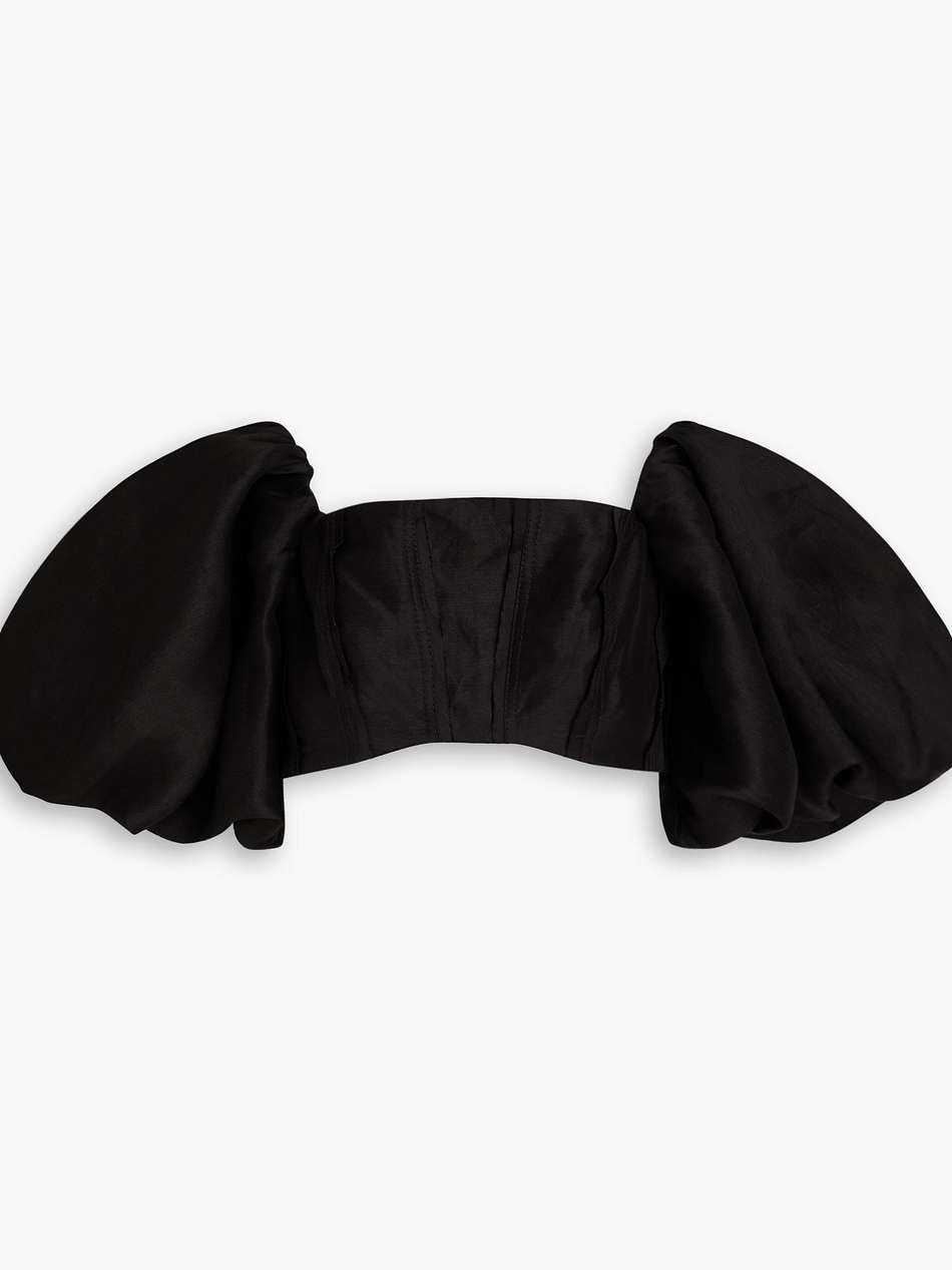 eugene off-the-shoulder cropped linen-blend top