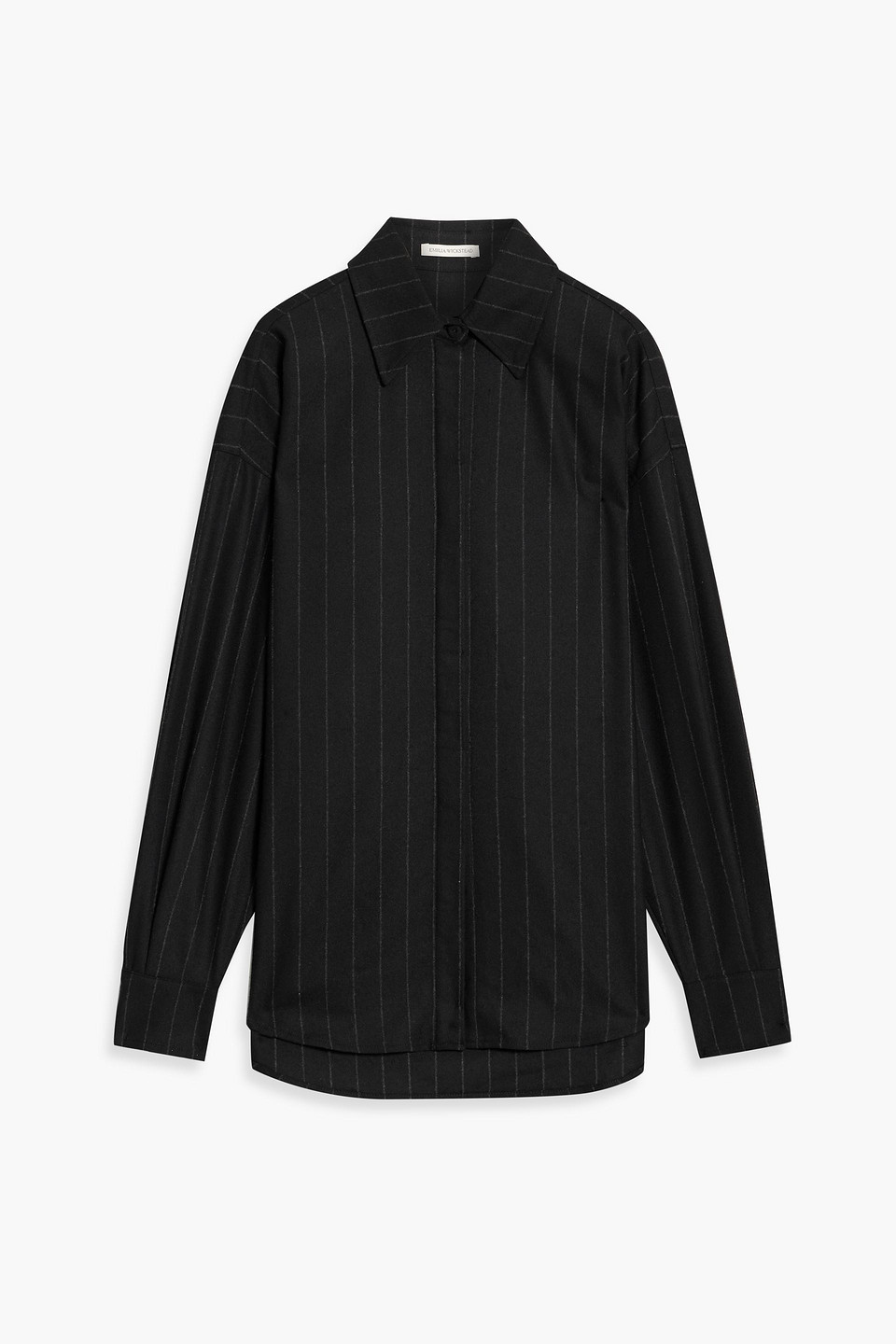 Emilia Wickstead Audre Pinstriped Poplin Shirt In Black