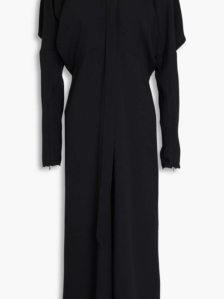 pleated crepe midi dress