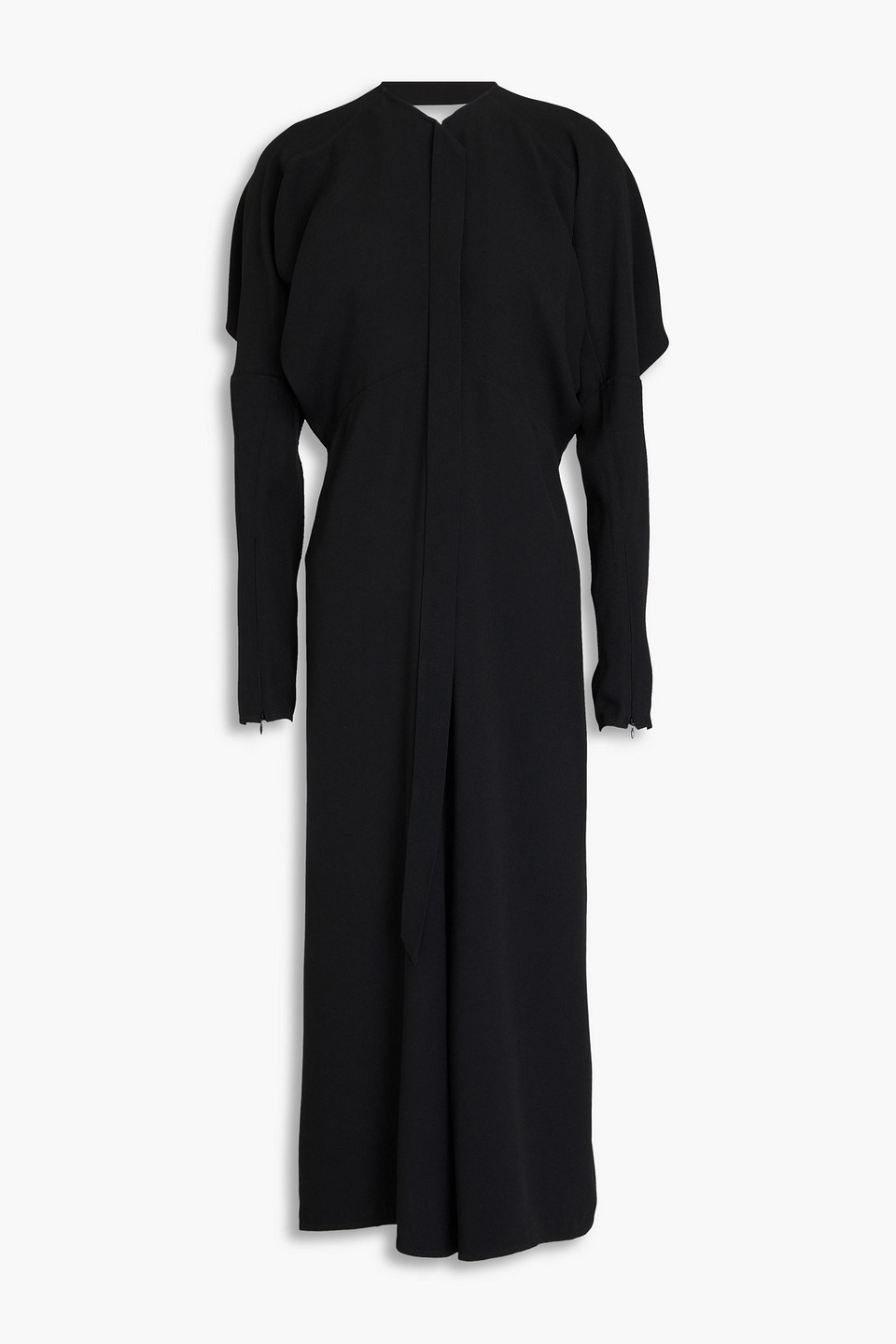 Victoria Beckham Pleated Crepe Midi Dress In Black