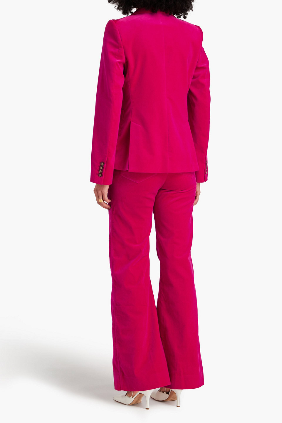 Shop Victoria Beckham Cotton-blend Velvet Jacket In Fuchsia