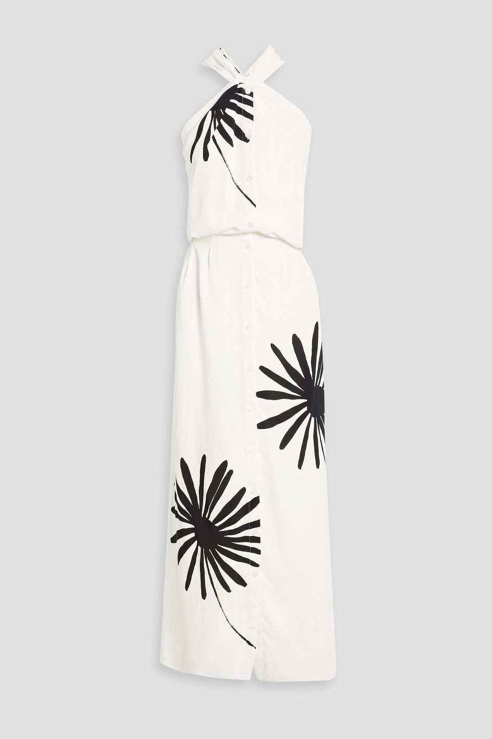 Oscar De La Renta Cutout Printed Crepe Maxi Dress In White