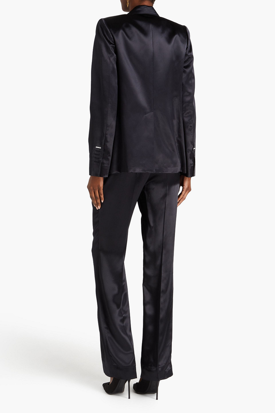 Shop Victoria Beckham Satin Blazer In Black