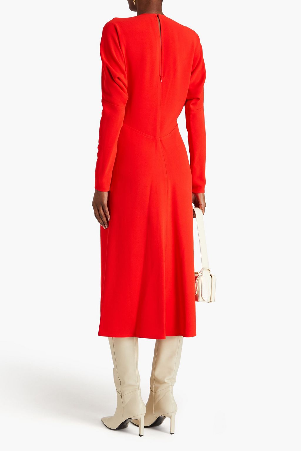 VICTORIA BECKHAM Tie-detailed pleated crepe midi dress