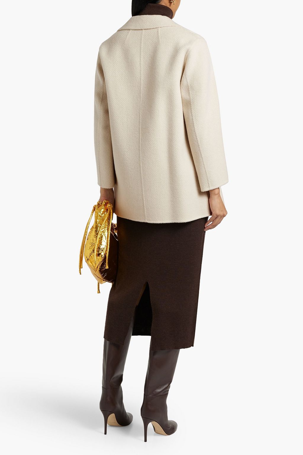 THEORY Clairene herringbone brushed wool-felt coat