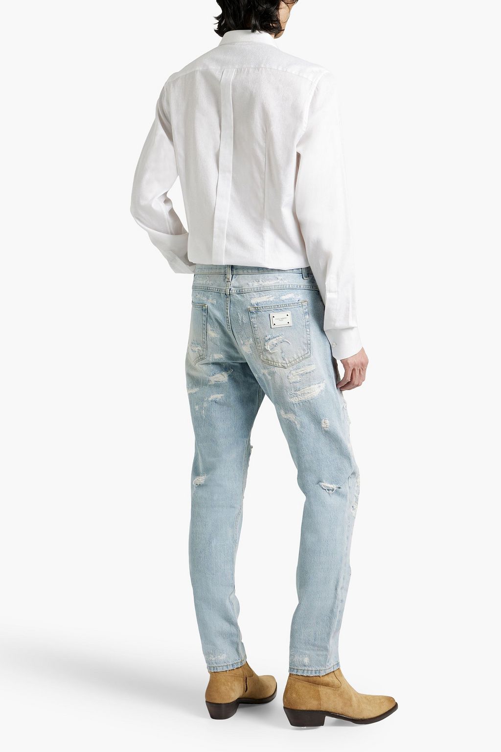 DOLCE&GABBANA Slim-fit distressed denim jeans