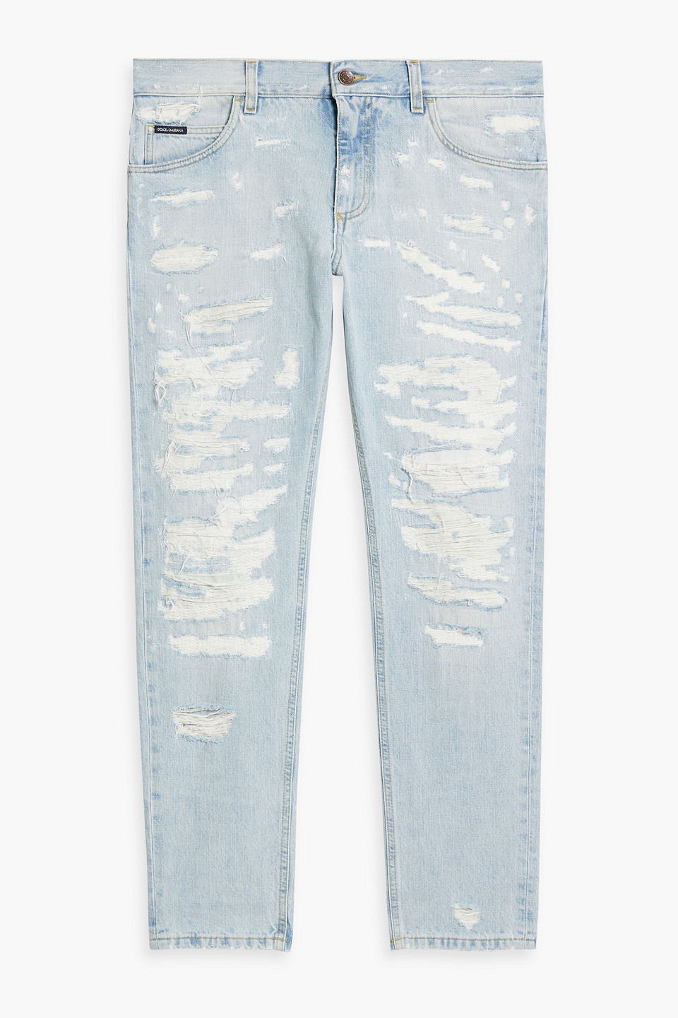 Dolce & Gabbana Slim-fit Distressed Denim Jeans In Light Denim