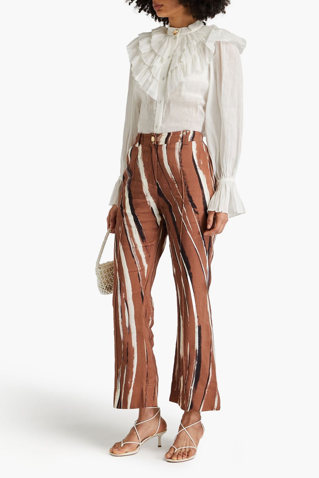 AJE. Aurelie printed linen-blend flared pants