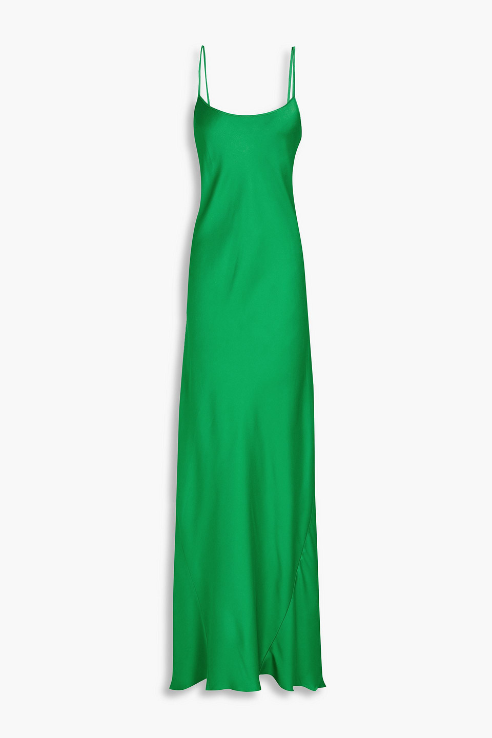 Shop Victoria Beckham Cami Draped Satin-crepe Maxi Slip Dress In Green