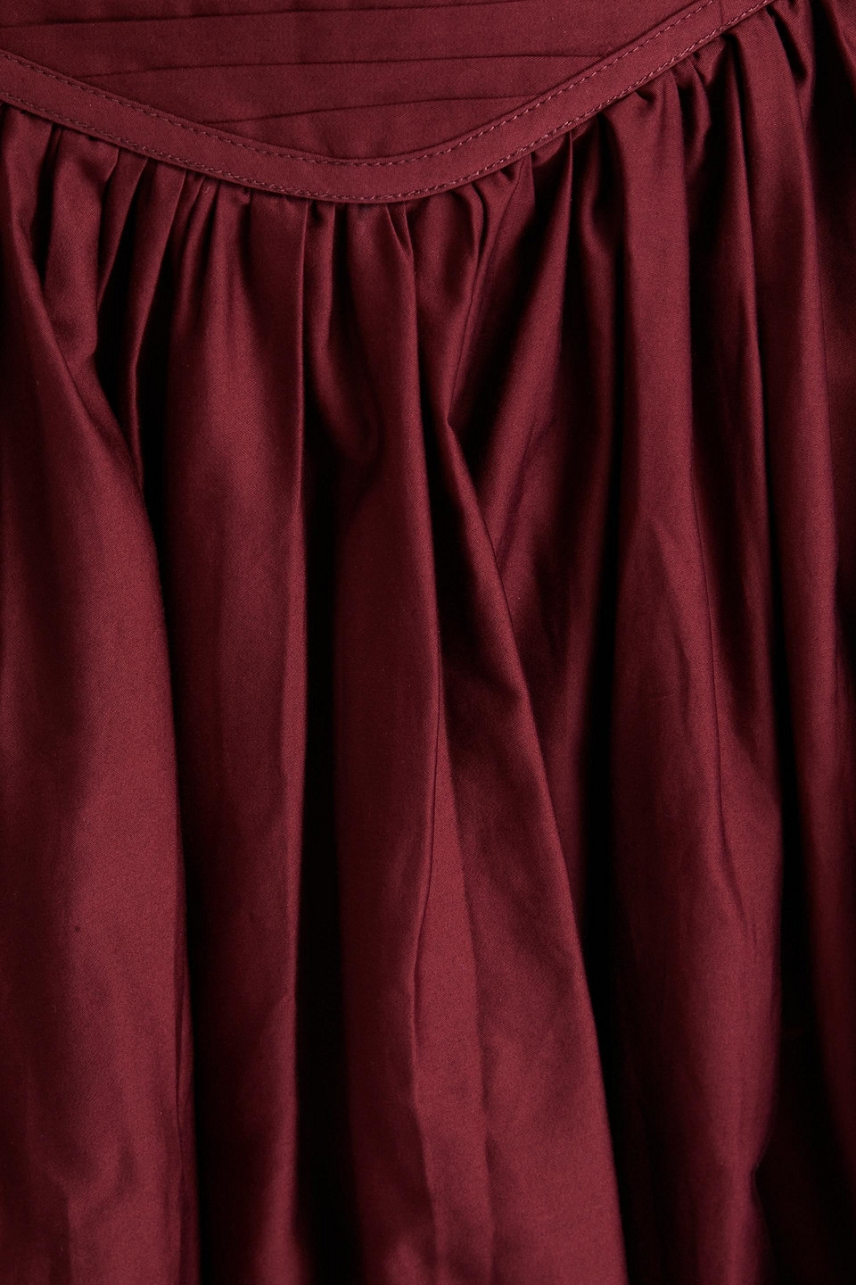 Aje Estelle Gathered Cotton Midi Skirt In Burgundy
