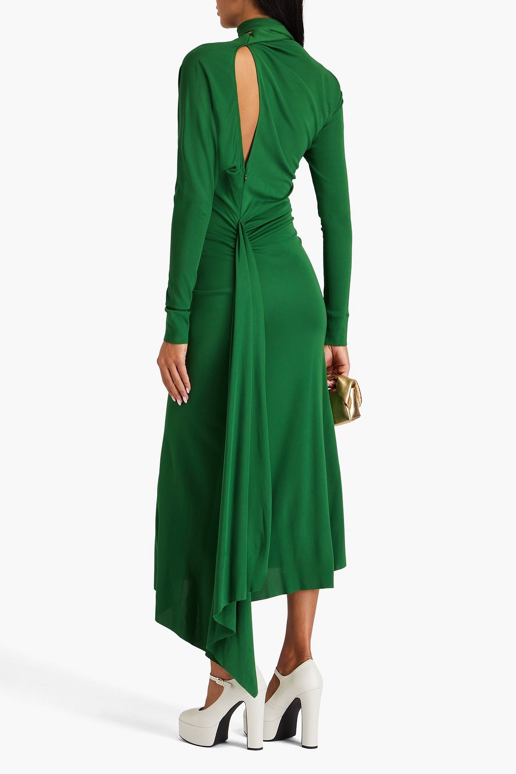 VICTORIA BECKHAM ジャージー マキシワンピース カットアウト ルーシュ入り