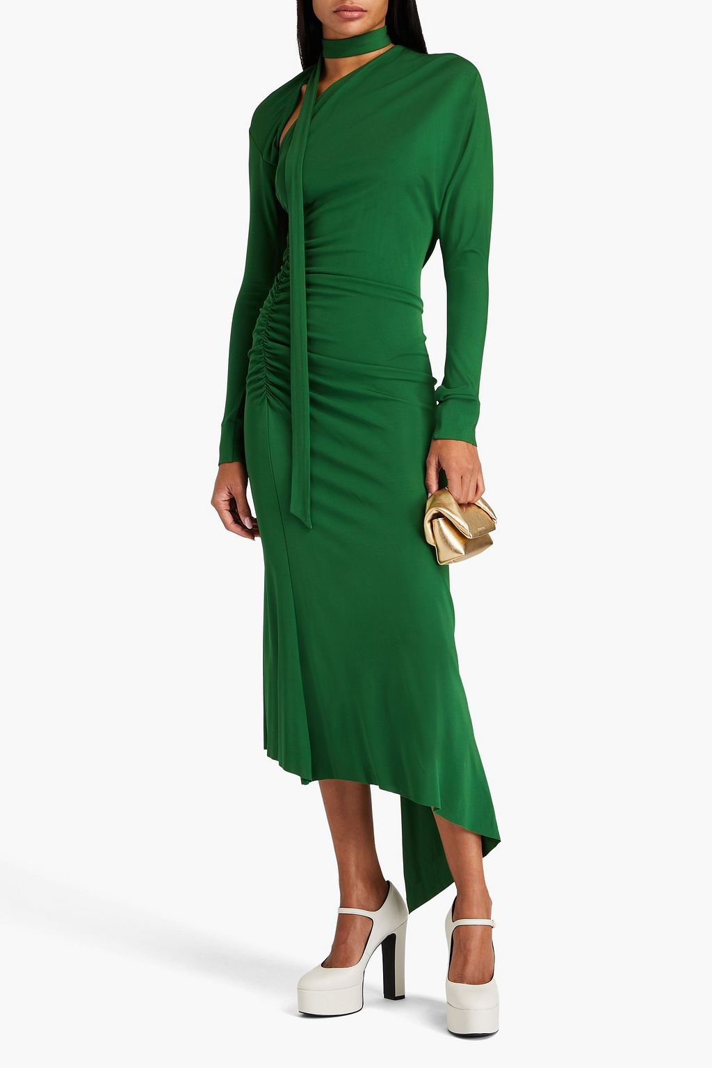 VICTORIA BECKHAM ジャージー マキシワンピース カットアウト ルーシュ入り