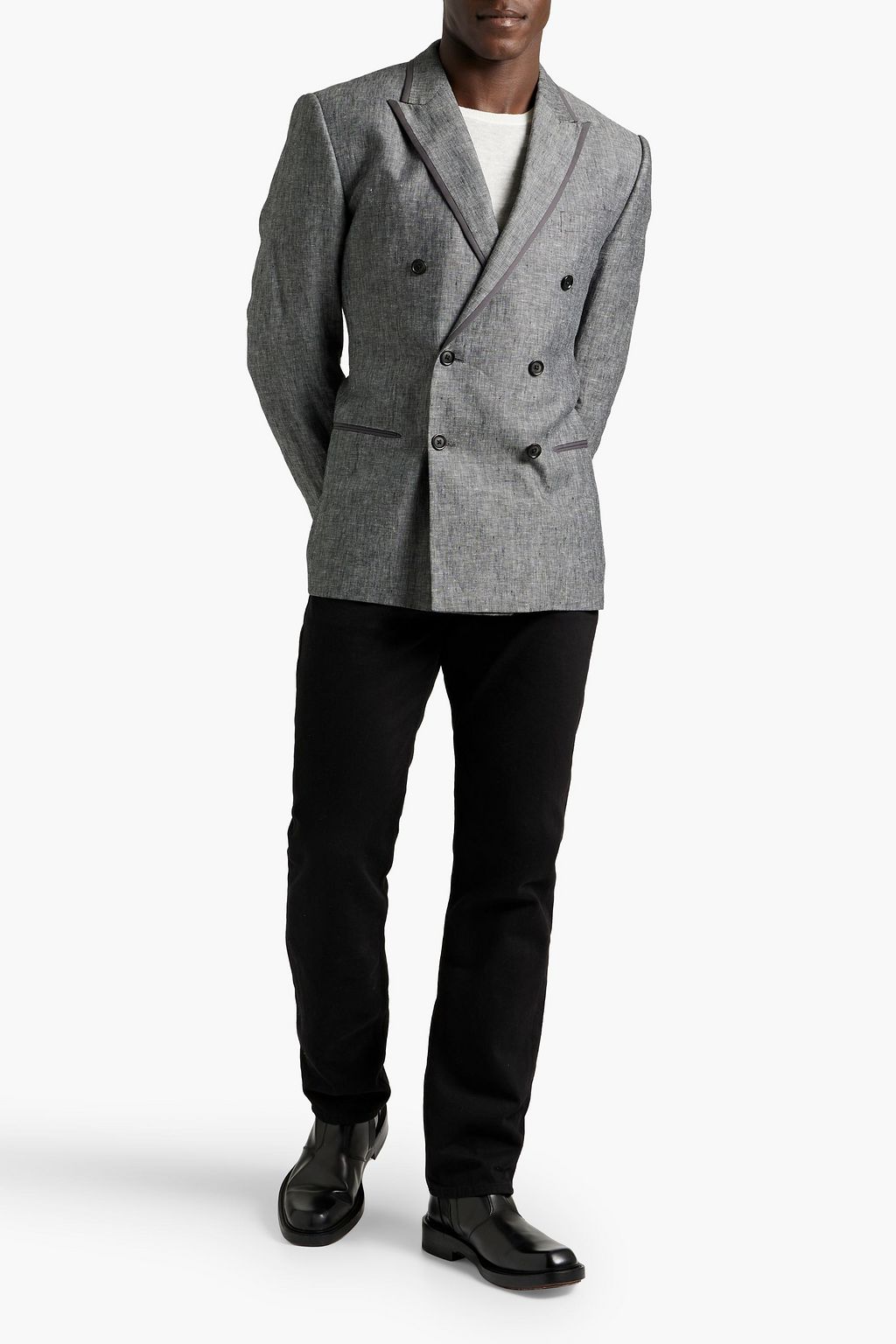 DOLCE&GABBANA Double-breasted linen blazer