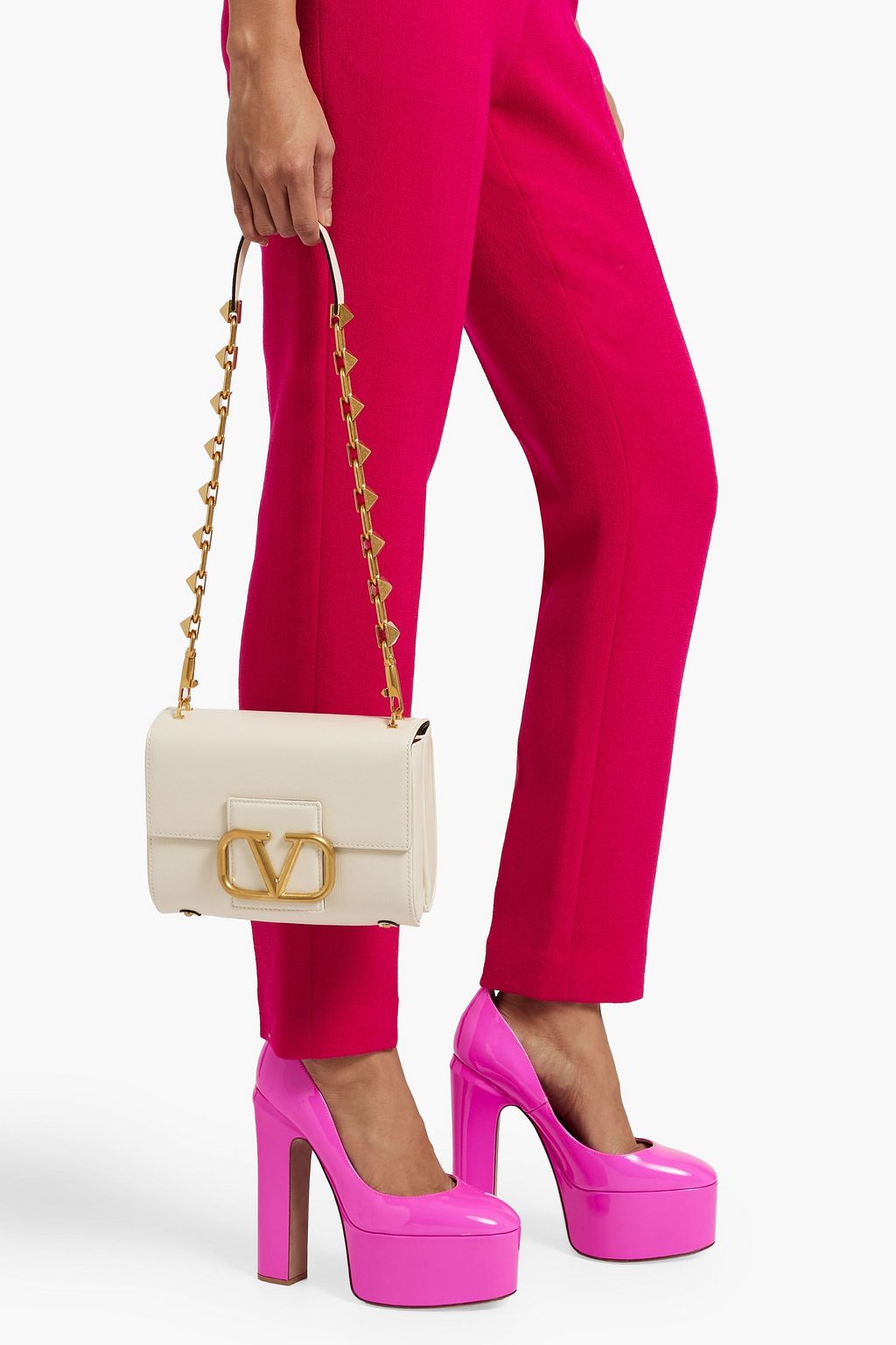 VALENTINO GARAVANI VLOGO Stud Sign lizard-effect leather shoulder bag