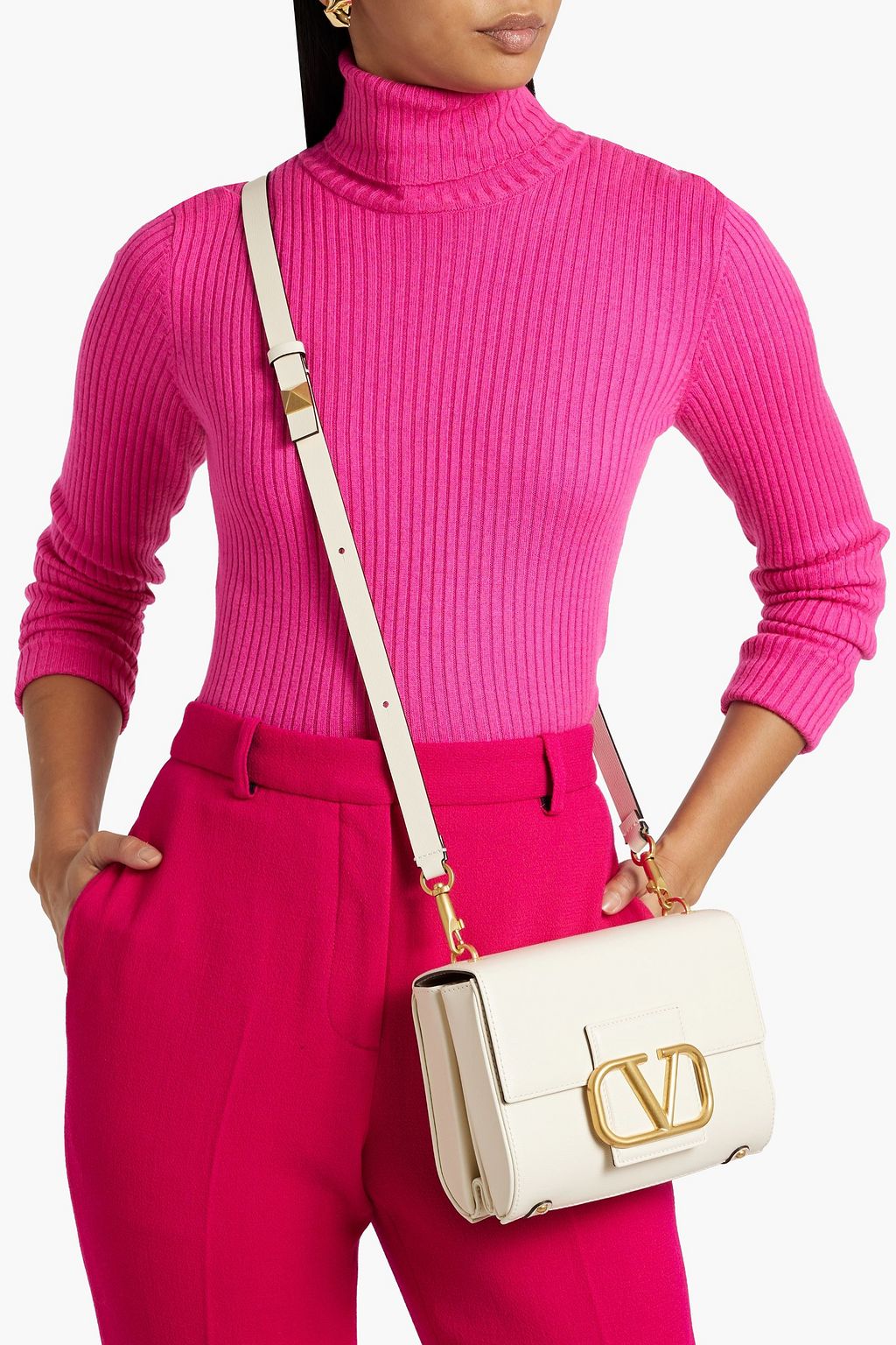VALENTINO GARAVANI VLOGO Stud Sign lizard-effect leather shoulder bag