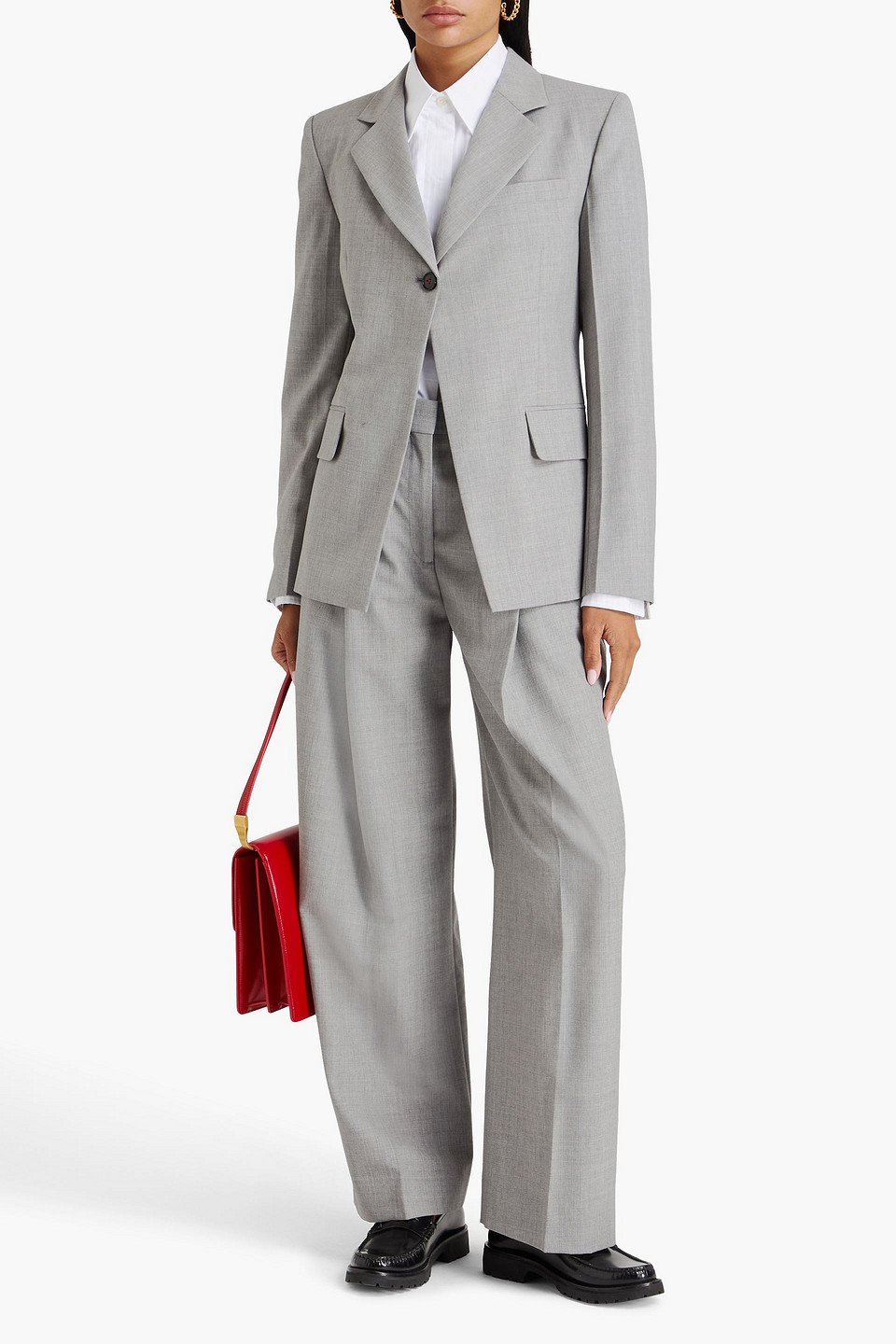 Shop Victoria Beckham Wool Blazer In Light Gray