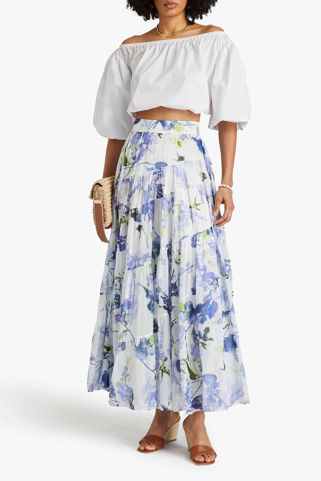 AJE. Brigitte gathered floralprint cottongauze maxi skirt THE