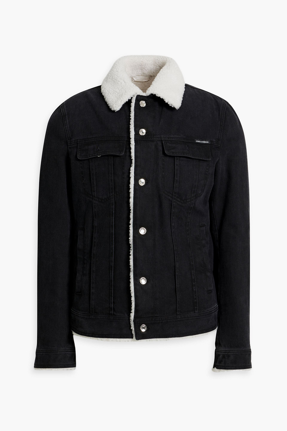 Dolce & Gabbana Shearling-lined Denim Jacket In Black