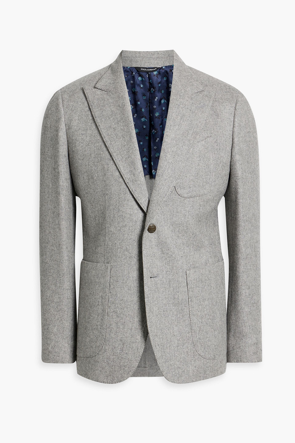 Dolce & Gabbana Cashmere-blend Flannel Blazer In Light Gray