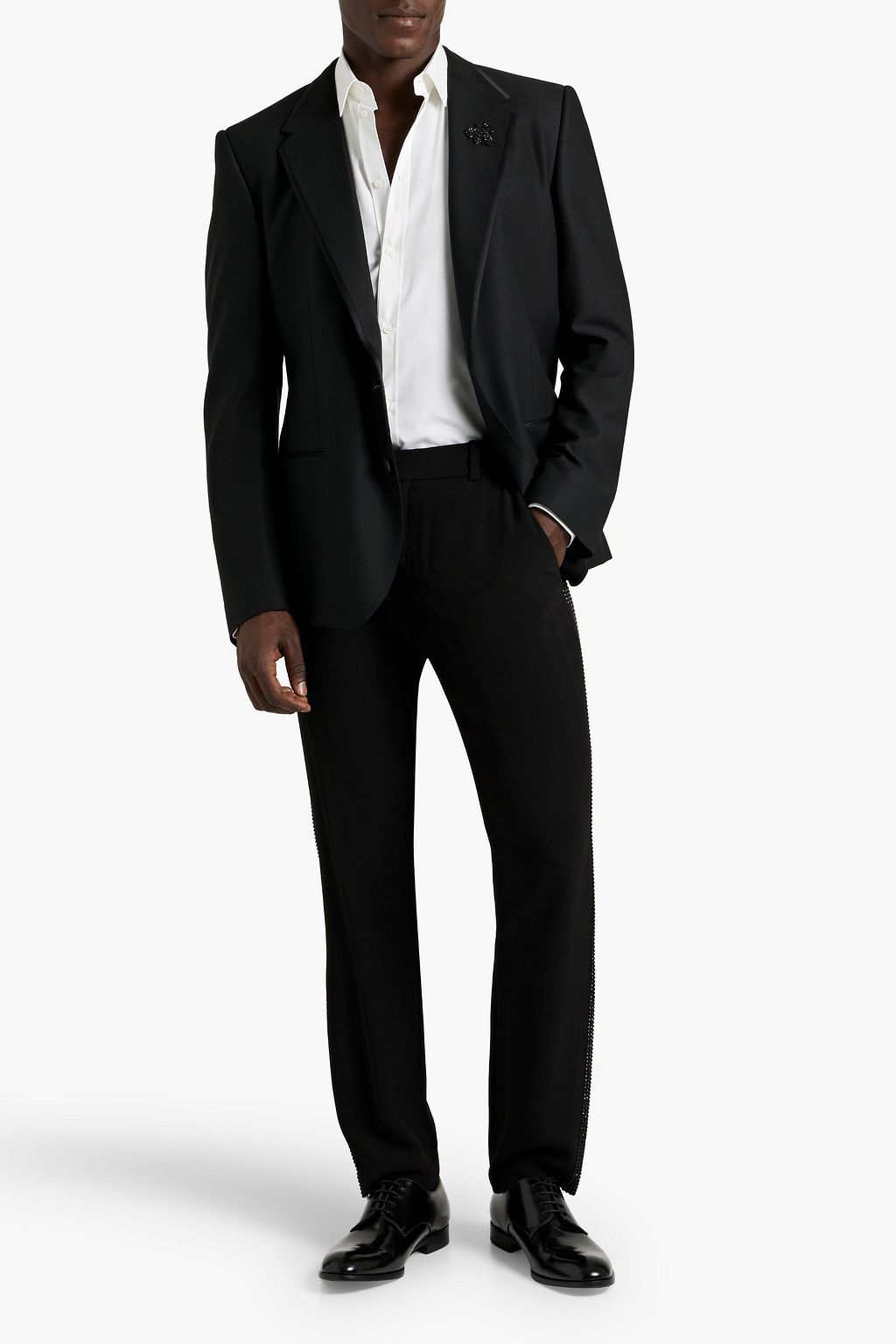DOLCE&GABBANA Satin-trimmed wool-blend blazer