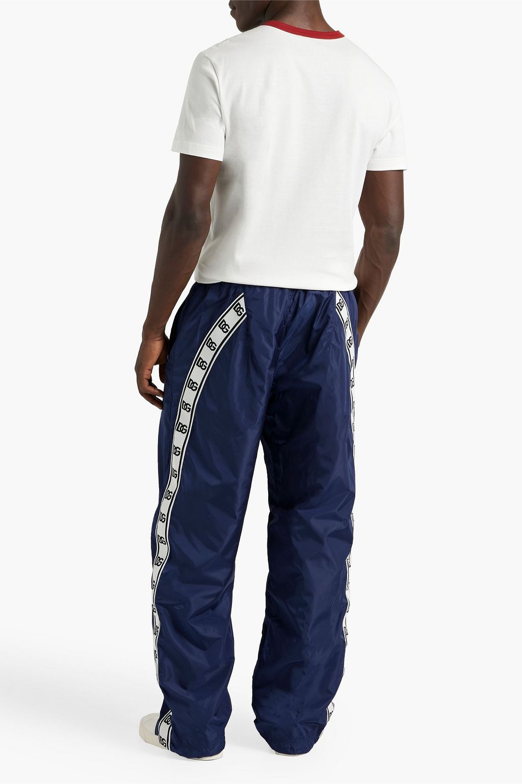 DOLCE&GABBANA Jacquard-trimmed shell track pants