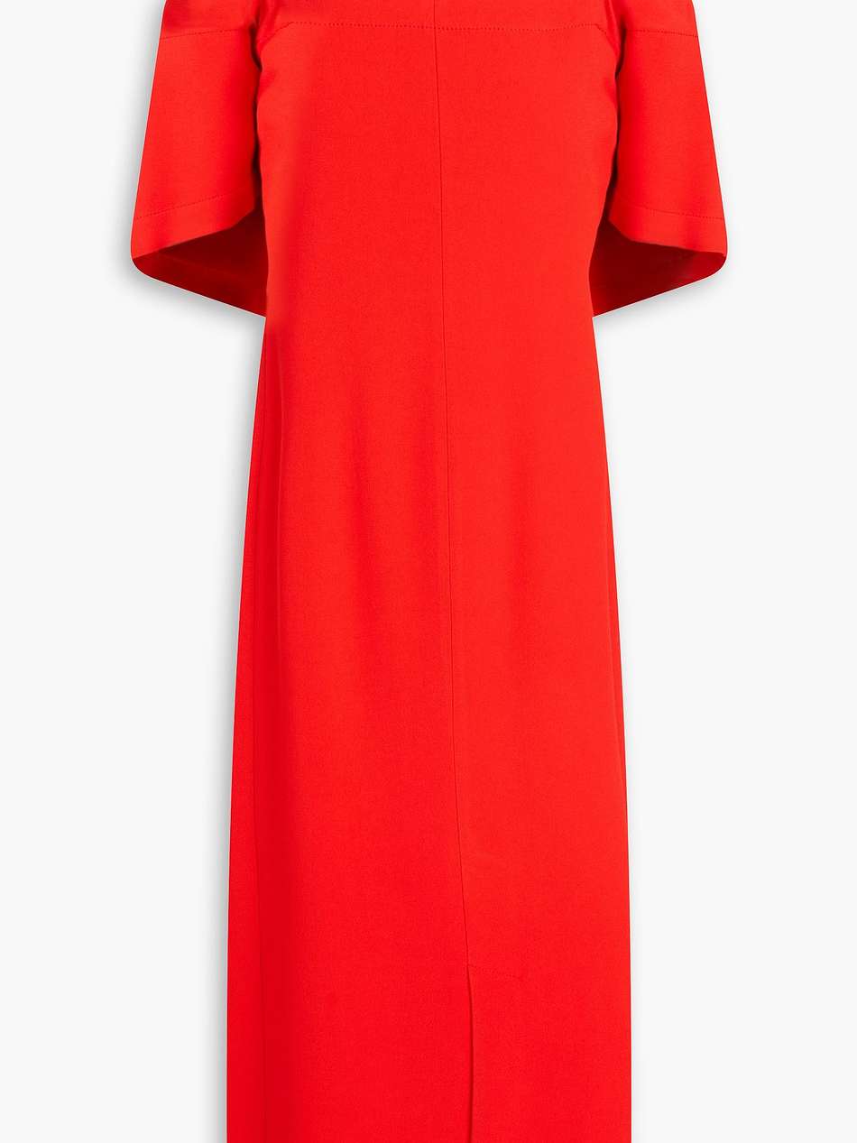 cold-shoulder crepe midi dress