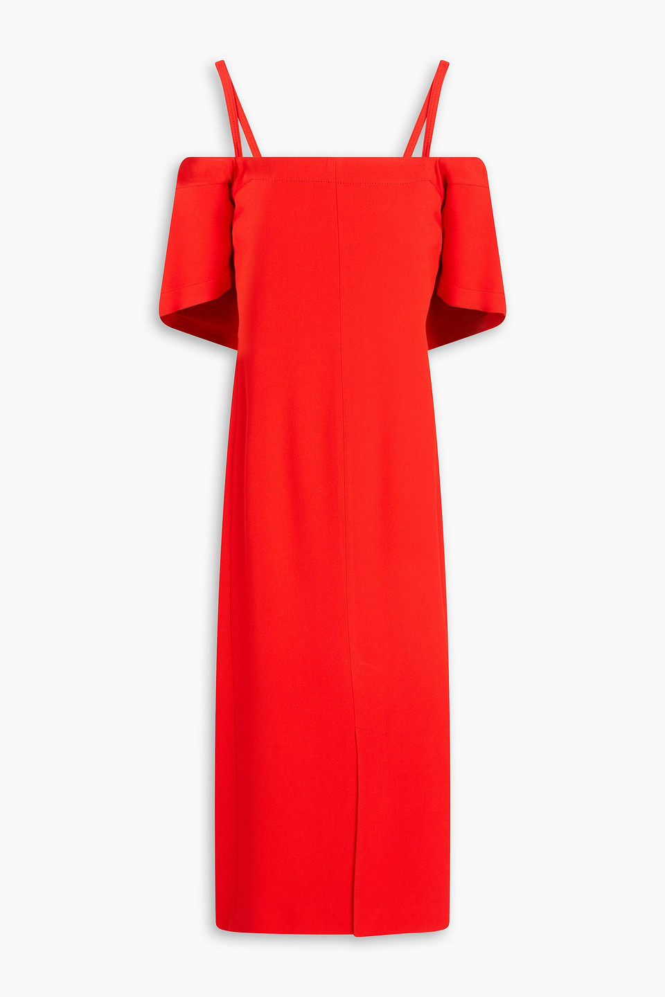 Victoria Beckham Off-the-shoulder Cape-effect Crepe Midi Dress In Tomato Red