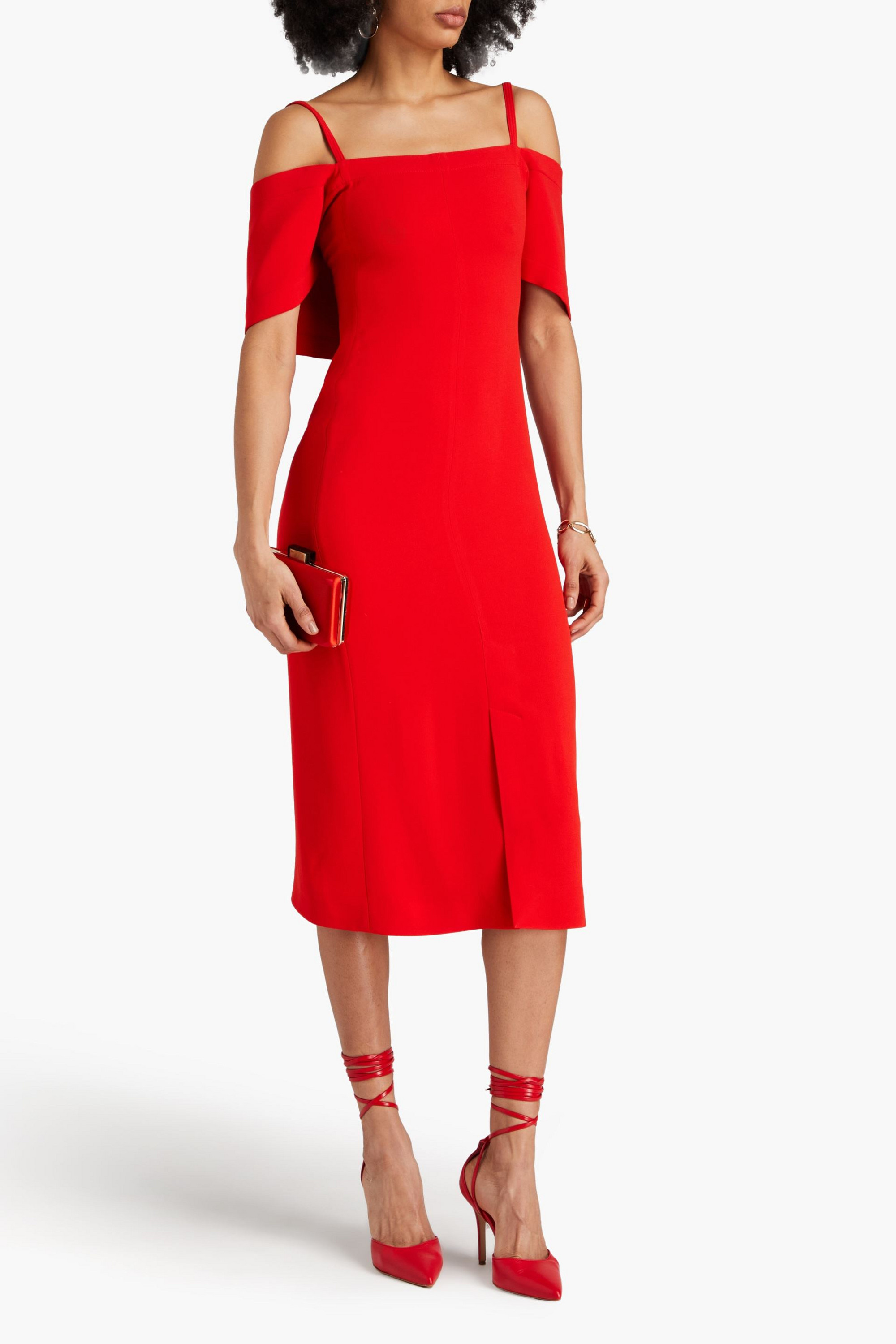 Victoria Beckham Cold-shoulder crepe midi dress