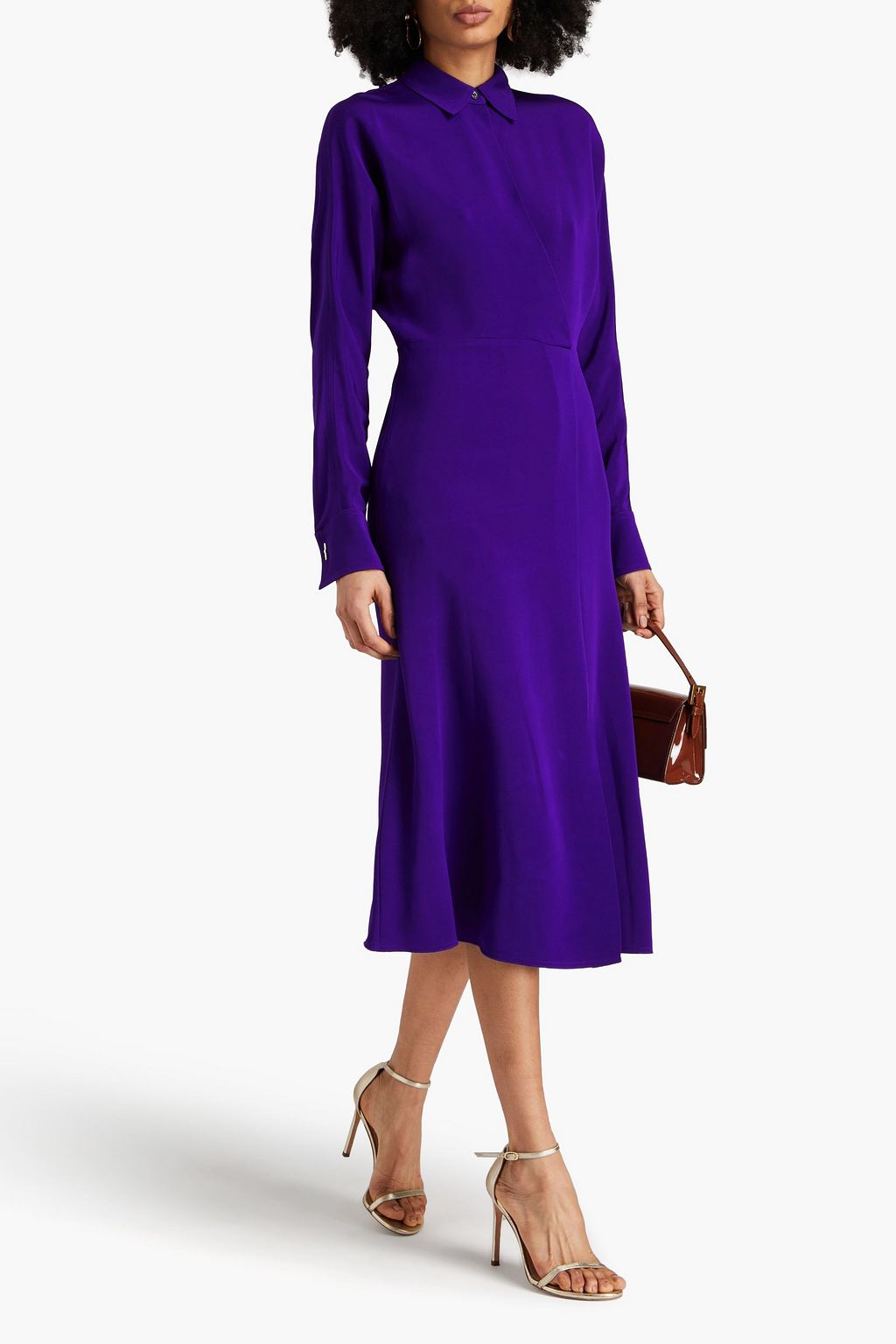 VICTORIA BECKHAM Wrap-effect crepe midi shirt dress