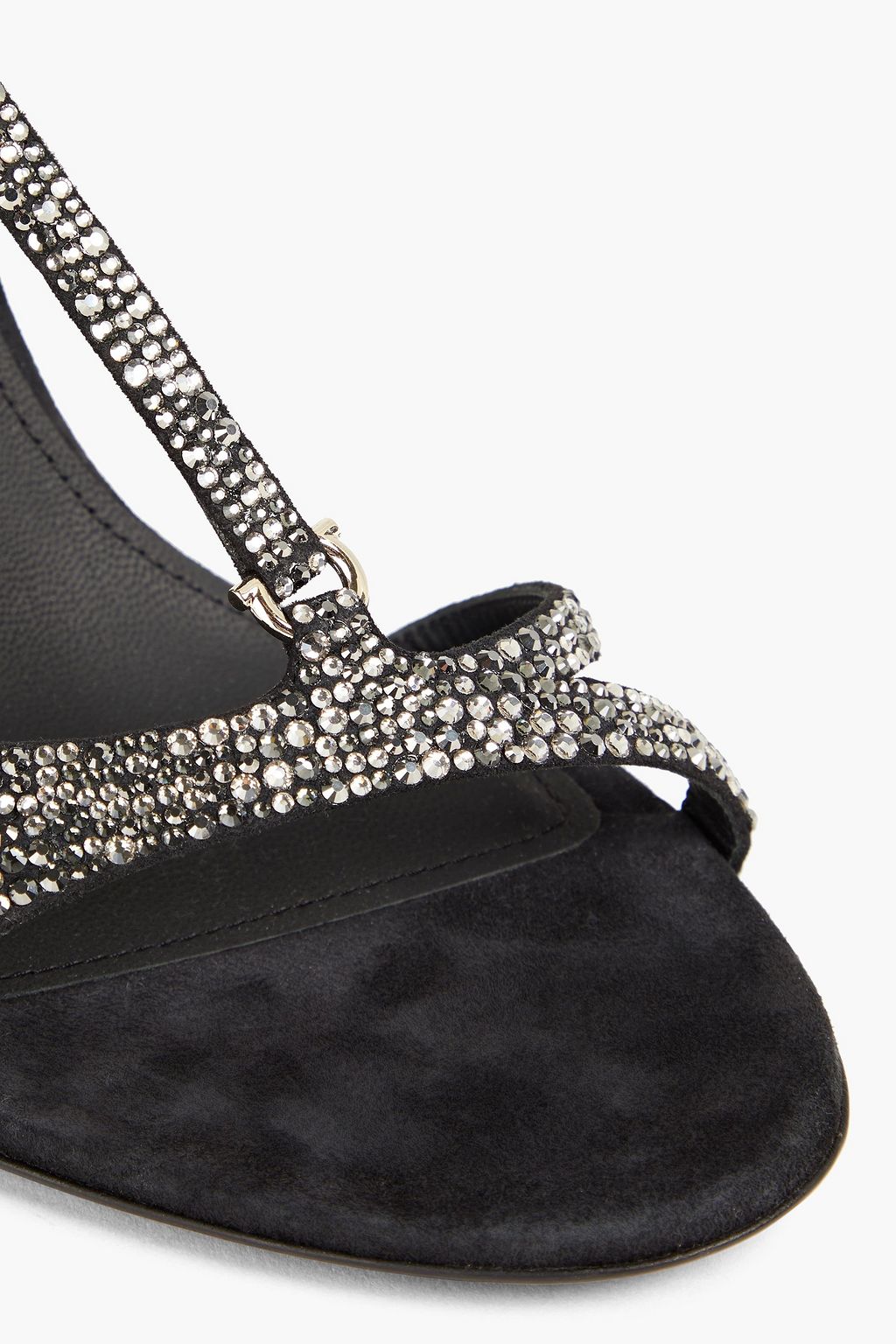 FERRAGAMO صندل مصنوع من جلد السويد ومزين بالكريستال
