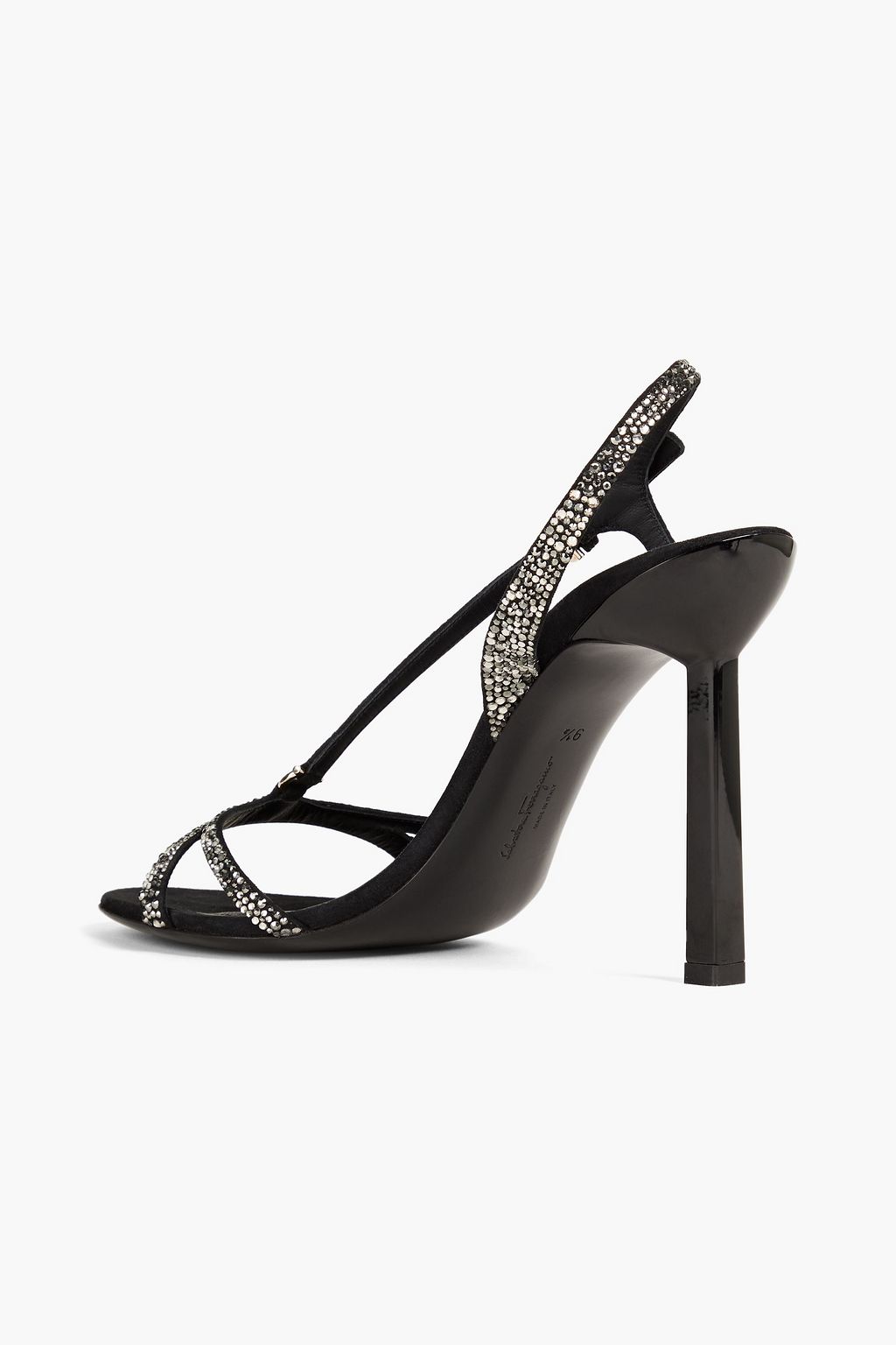 FERRAGAMO صندل مصنوع من جلد السويد ومزين بالكريستال