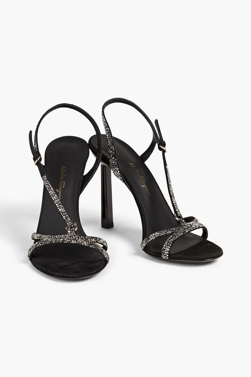 FERRAGAMO صندل مصنوع من جلد السويد ومزين بالكريستال