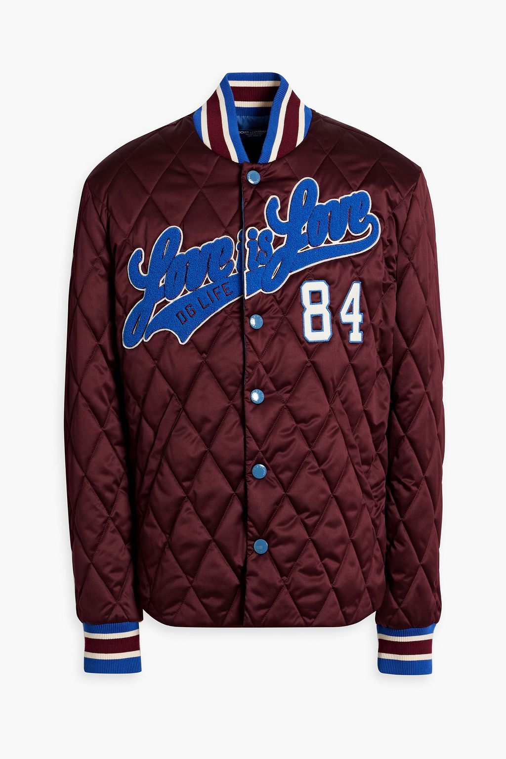 Appliqued quilted shell bomber jacket merlot One Size