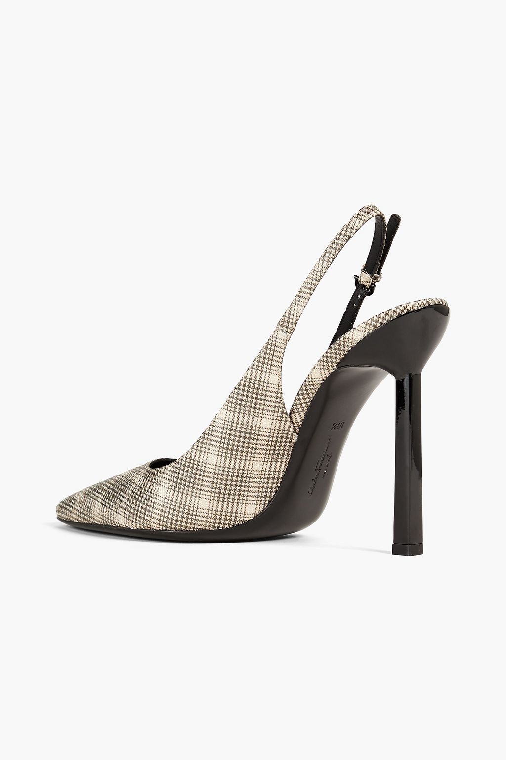 FERRAGAMO Jessie checked leather slingback pumps