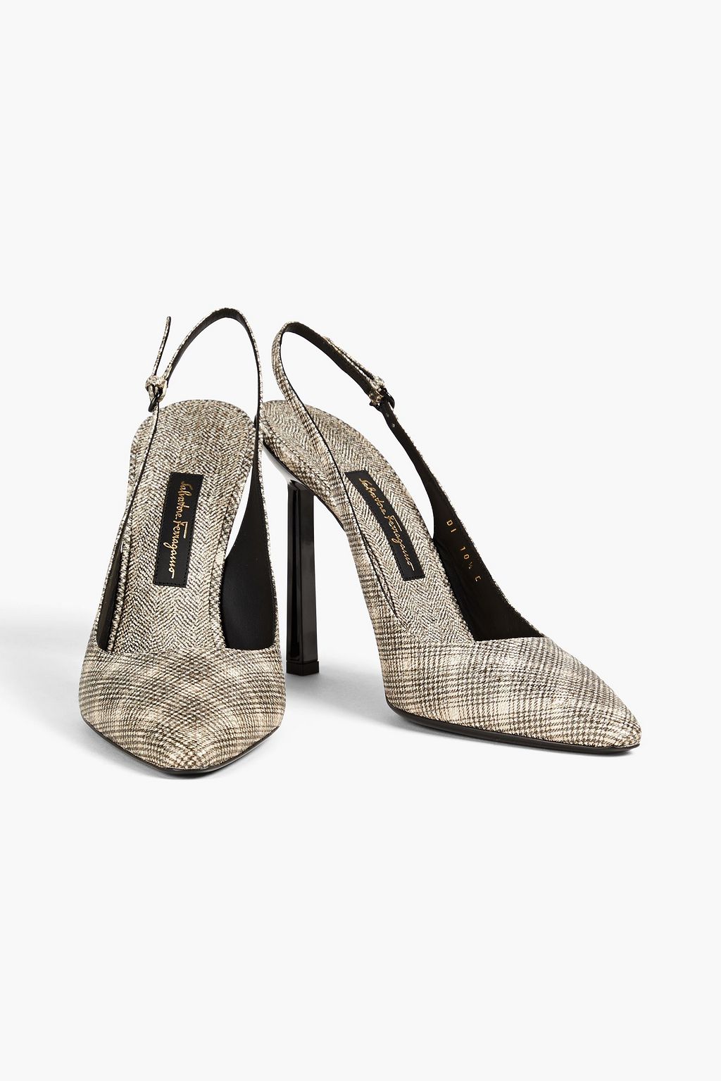 FERRAGAMO Jessie checked leather slingback pumps
