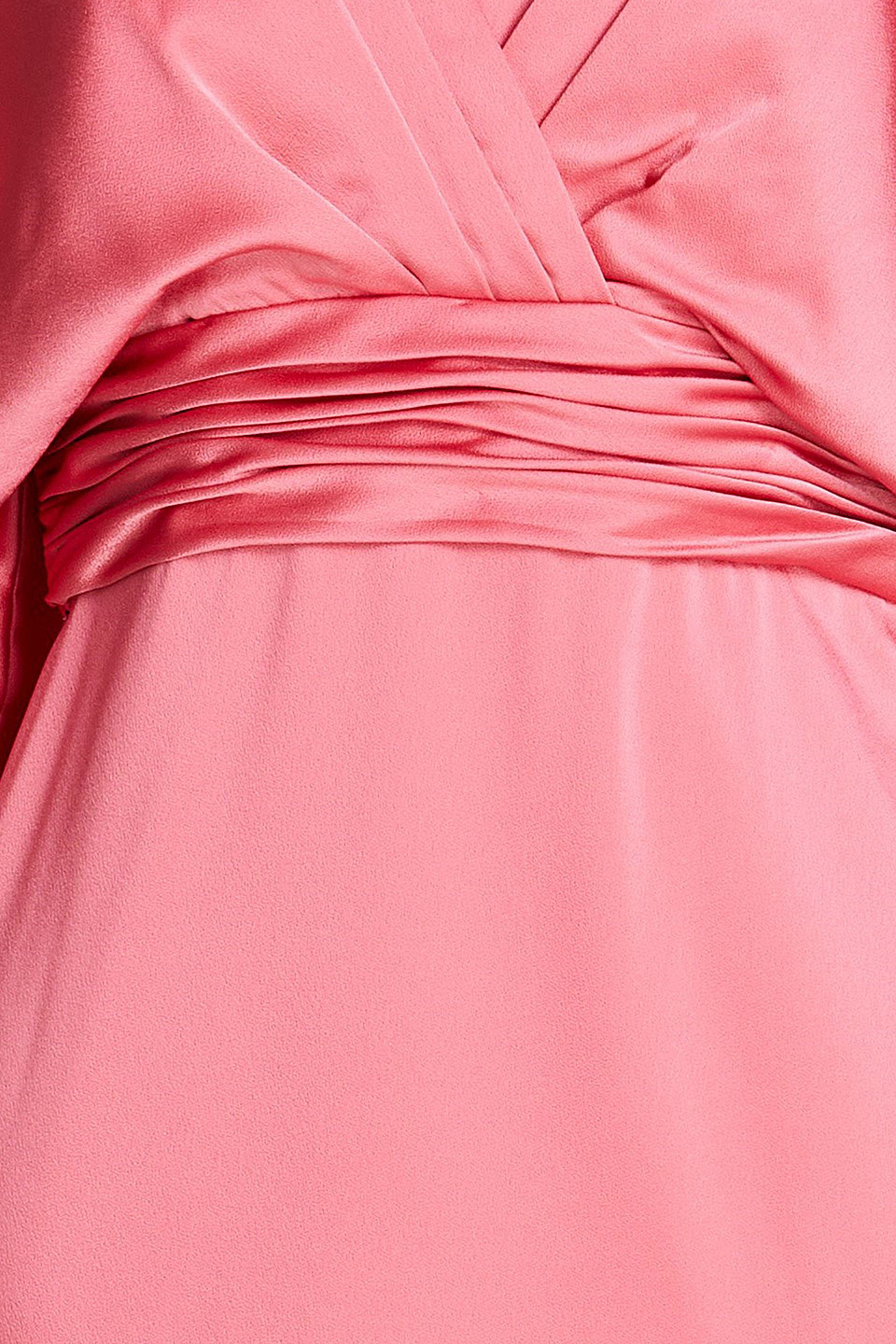 Shop Theia Pleated Satin Dress In Pink