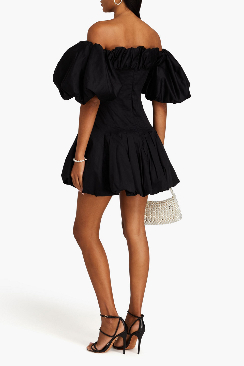 Shop Aje Arles Off-the-shoulder Cotton-poplin Mini Dress In Black