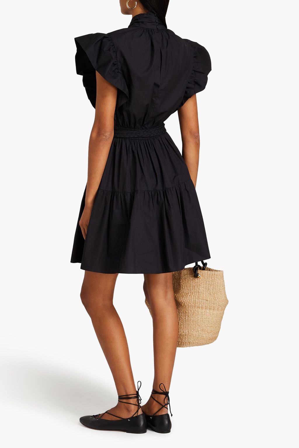 DEREK LAM 10 CROSBY Finn belted ruffled cotton-poplin mini dress