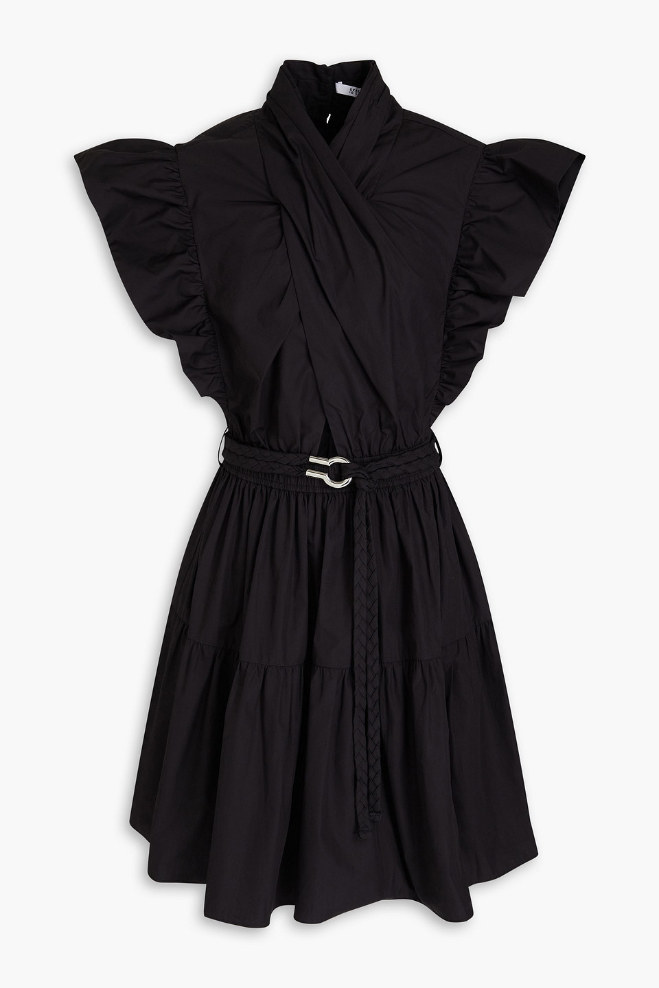 Derek Lam 10 Crosby Ruffled Cotton-poplin Mini Dress In Black