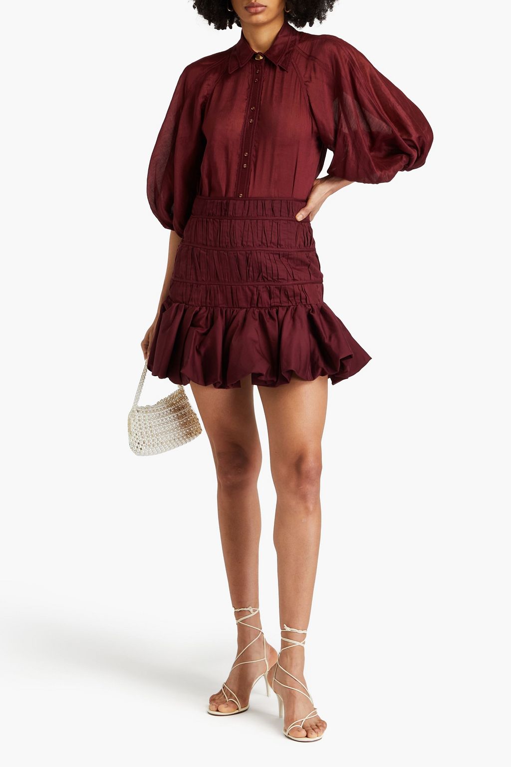 AJE. Palms linen and silk-blend shirt