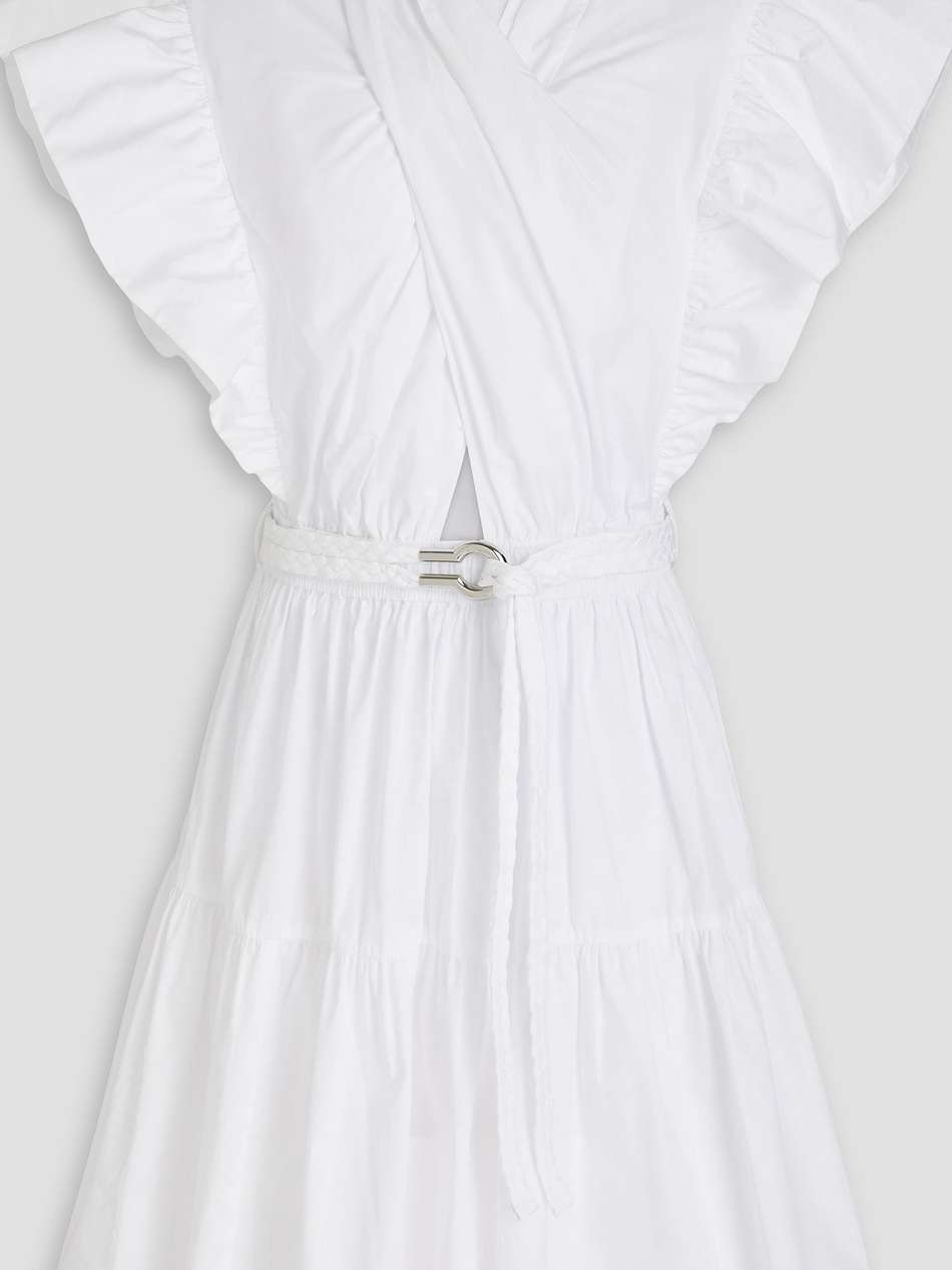 finn belted ruffled cotton-poplin mini dress