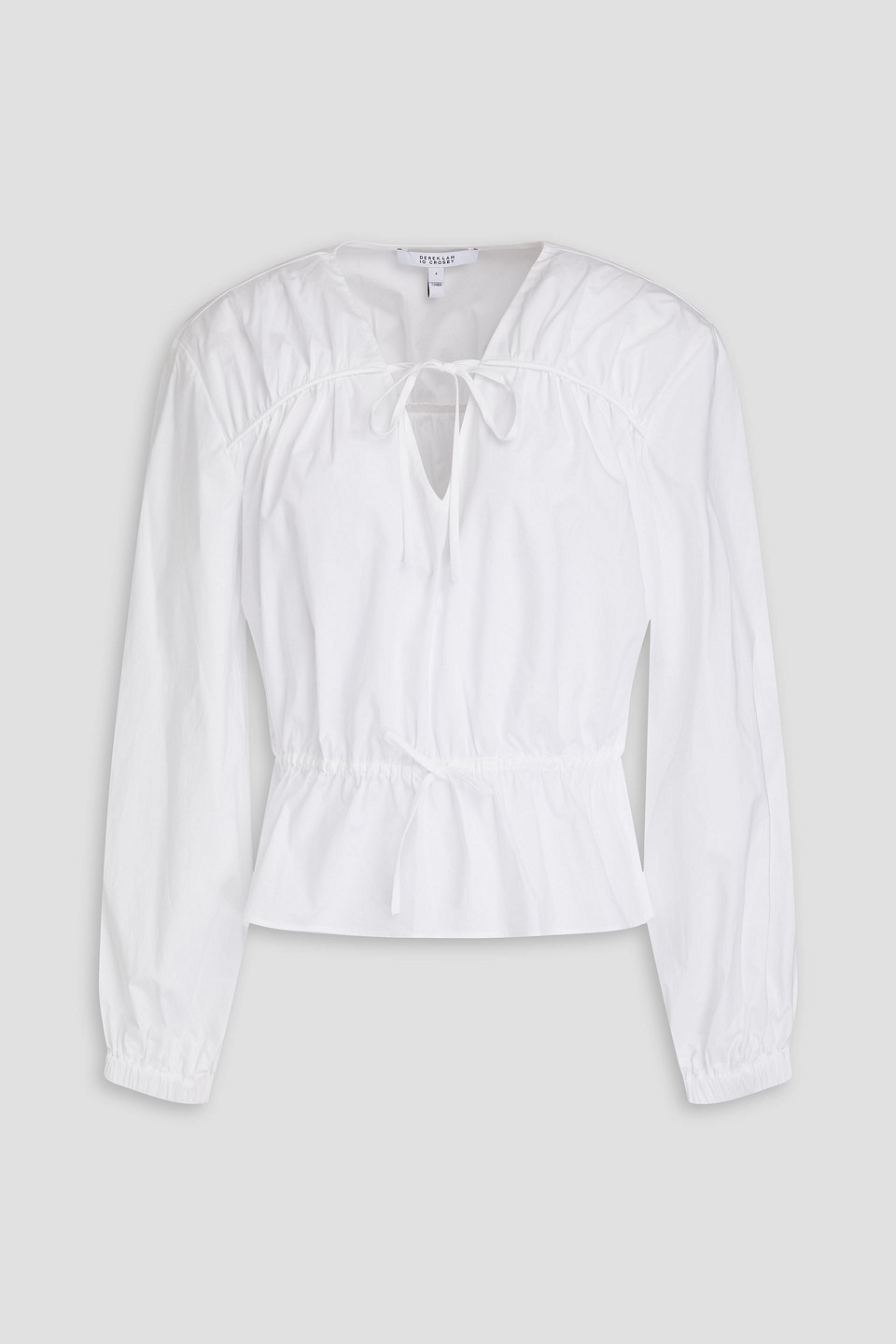 Derek Lam 10 Crosby Tie-detailed Cotton-poplin Blouse In White