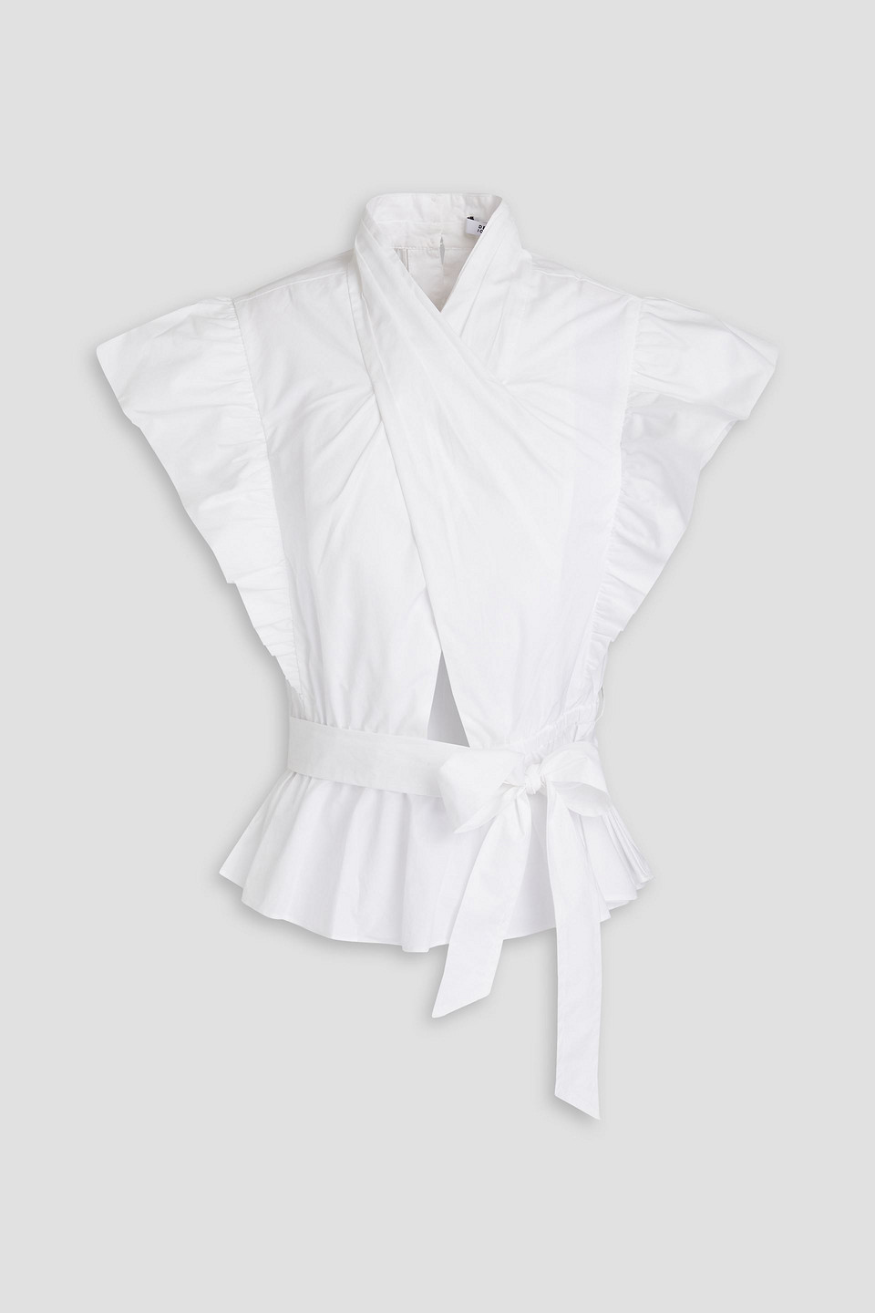 Derek Lam 10 Crosby Ruffled Cotton-blend Poplin Top In White