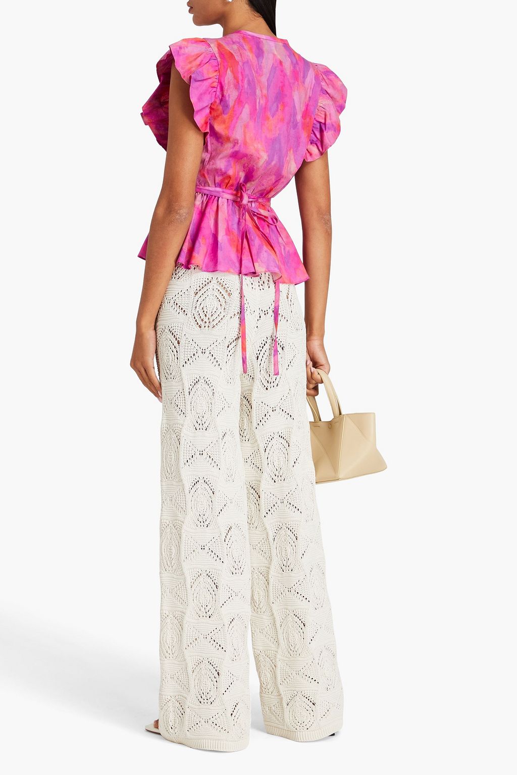 DEREK LAM 10 CROSBY Ember ruffled printed cotton-poplin wrap top